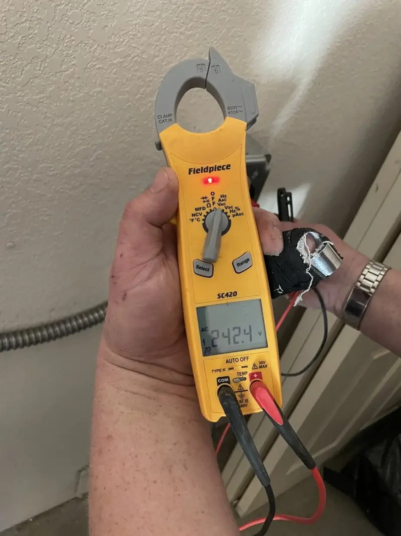 Voltage testing with clamp meter during Generator Installation in Nahant